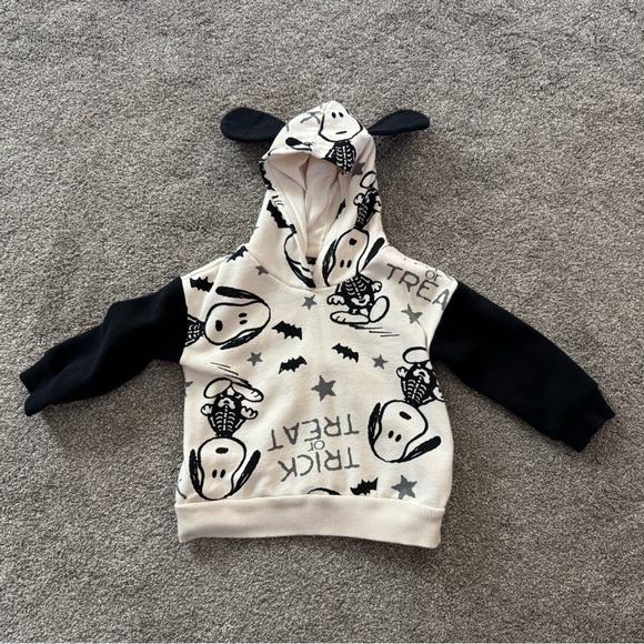 Peanuts Other - 3T Peanuts Halloween pullover hoodie toddler Boy Girl Black White Snoopy ears